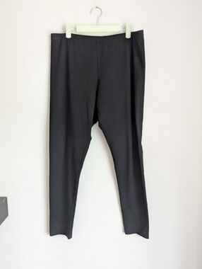 J.Jill Women's Large Black Pull-On Elastic Waist Ankle Leggings Pima Cotton Span